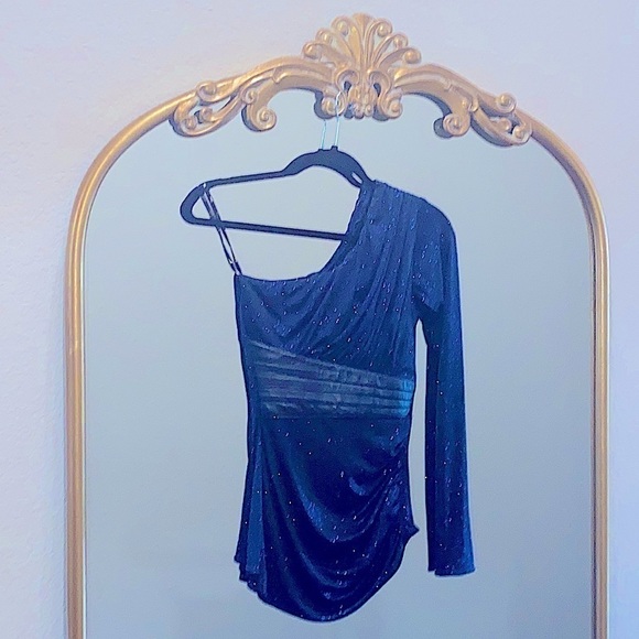 Sky One Shoulder Long Sleeve Top Size S - Picture 3 of 5